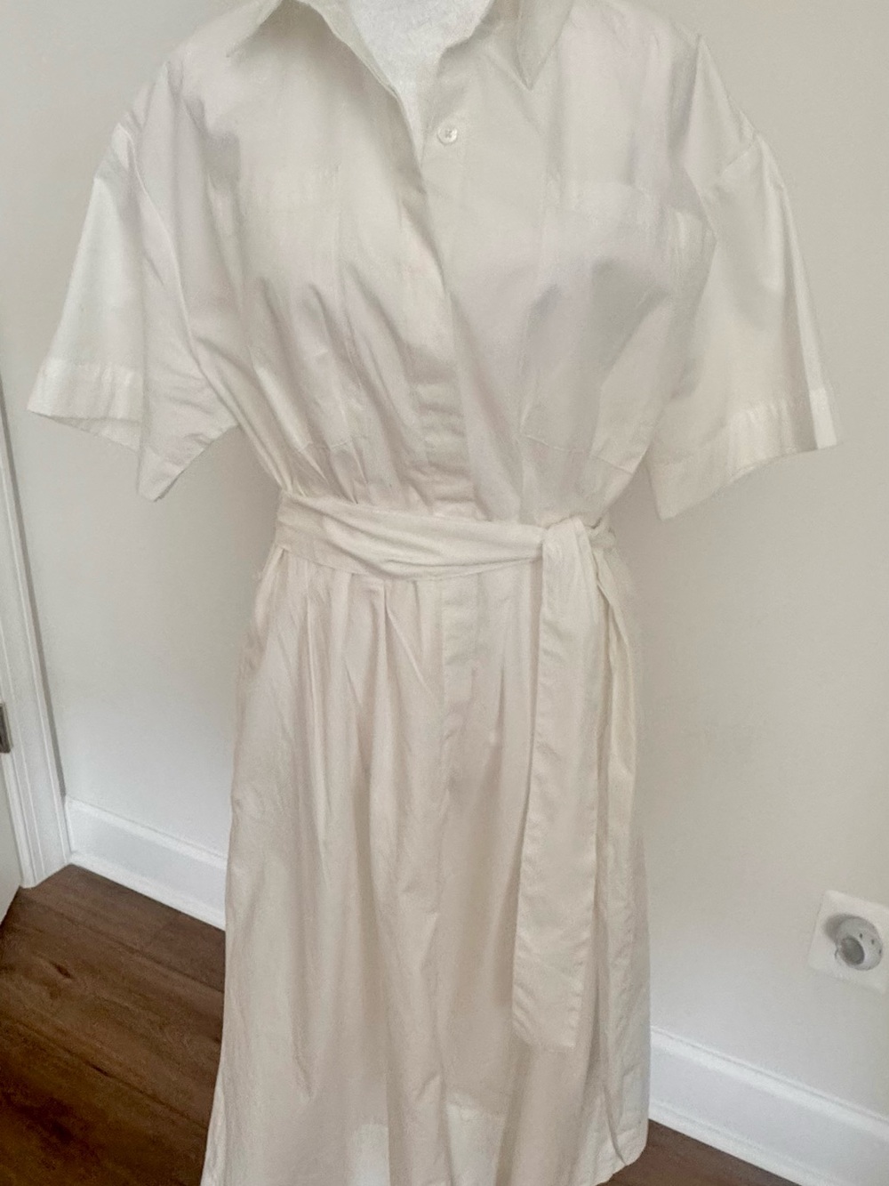 White Shirt Dress with Waist Tie